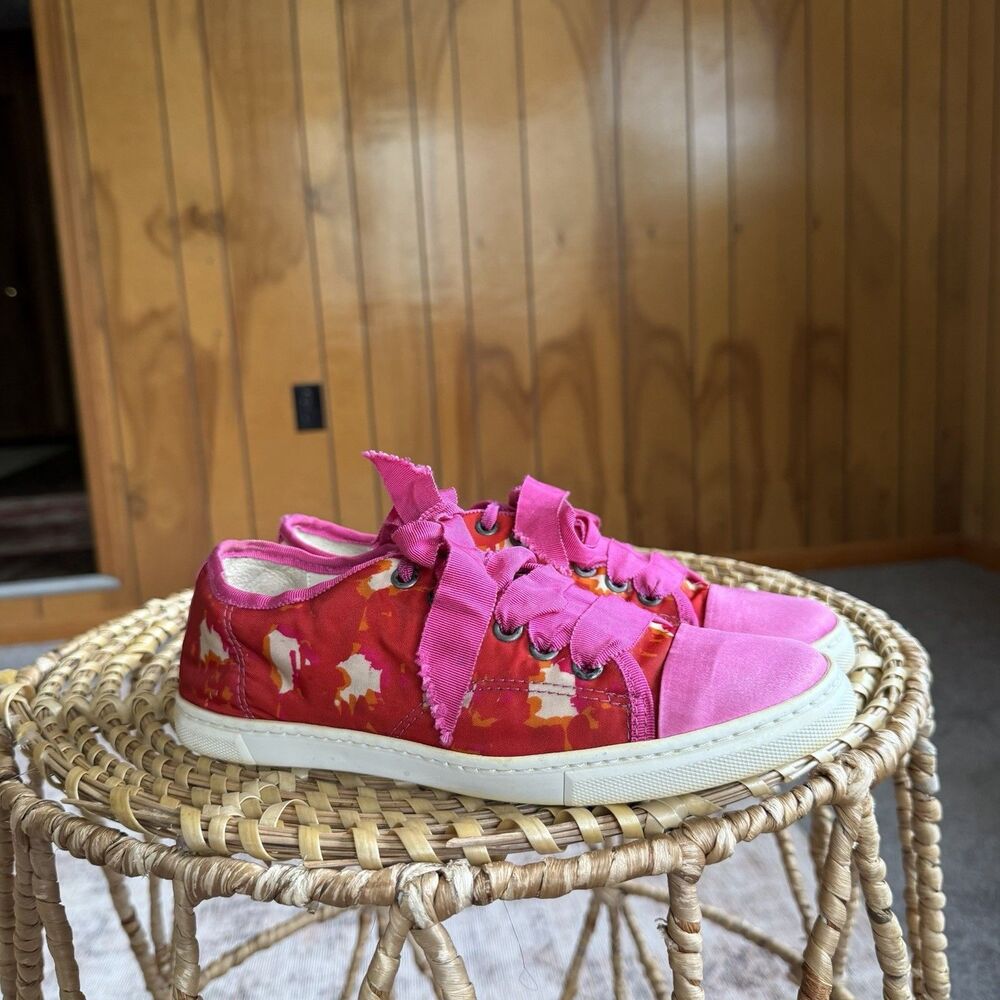 Lanvin sneakers Multi Color Tie Dye Pink Red Lace Up Women’s Shoes Size 37
